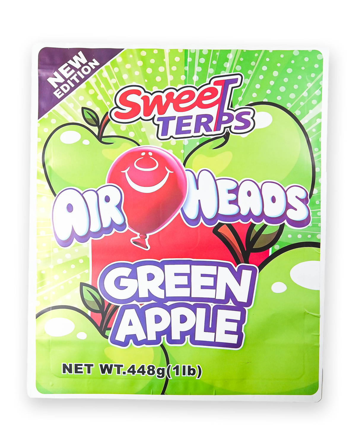 SWEET TERPS AIRHEAD GREEN APPLE DECORATIVE STORAGE STICKER BAG [1Ib]